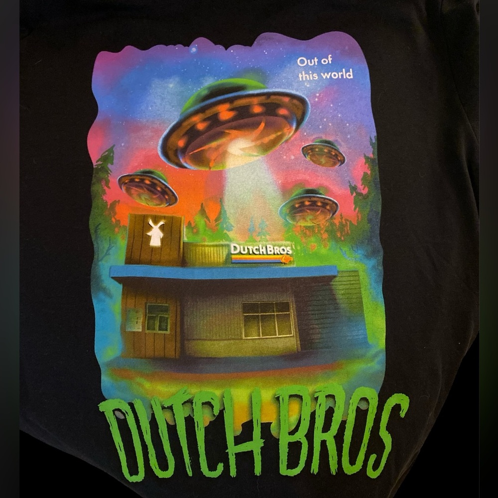 Dutch Bros Black Long Sleeve Tee UFO Out of This World